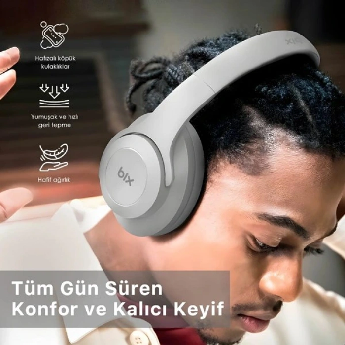 BİX BH2-IG BUZ GRİSİ SOUNDCRAFT BH2 KATLANABİLİR KULAKÜSTÜ KABLOSUZ KULAKLIK