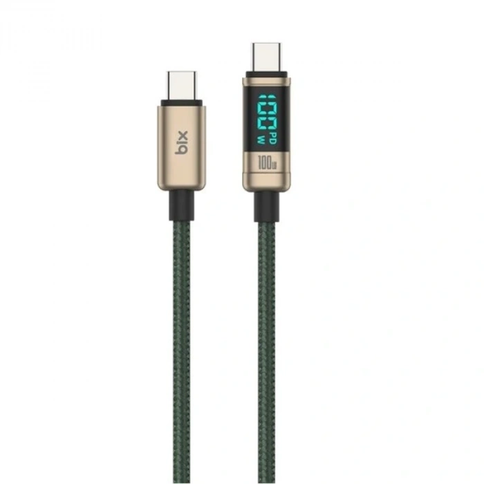 BİX BX09CC-BN BRONZ TYPE-C 100W 1 metre DİJİTAL EKRANLI ŞARJ VE DATA KABLOSU