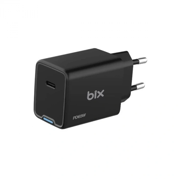 BİX BX1P65G-BK 65W ŞARJ ADAPTÖR (TYPE-C) Siyah PPS ÖZELLİKLİ
