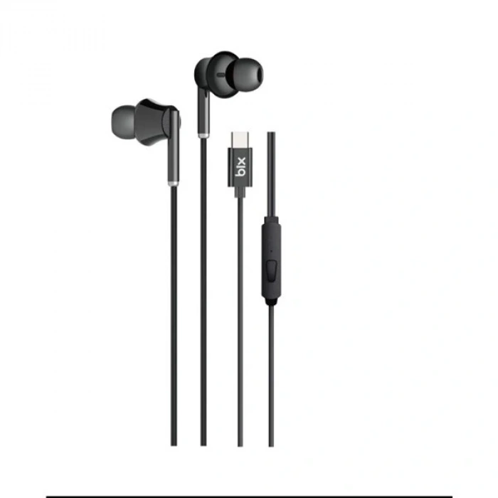 BİX HF01C-BK Type-C Siyah 14MM EXTRA BASS KULAKİÇİ Mikrofonlu Kulaklık