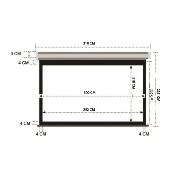 Codegen FAX-30 300x225 cm Storlu Manuel Fiber Glass Projeksiyon Perdesi (Arkası Siyah Fonlu)
