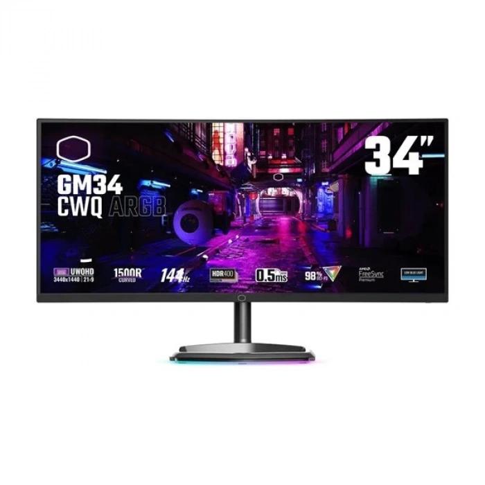 COOLERMASTER 34 VA GM34-CWQ 0.5MS 144HZ HDMI-DP USBC KAVISLI GAMING MONİTÖR 3440X1440