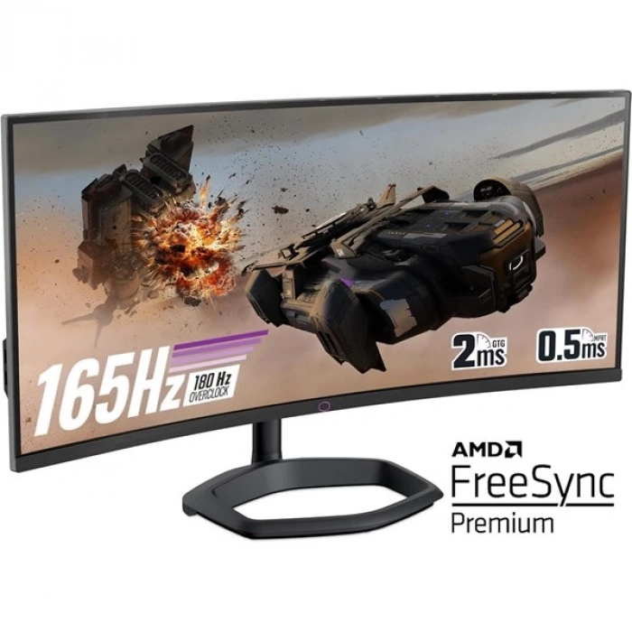 COOLERMASTER 34 VA GM34-CWQ 0.5MS 165HZ HDMI-DP USBC KAVISLI GAMING MONİTÖR 3440X1440