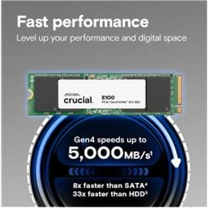 Crucial 1TB  E100 CT1000E100SSD8 1TB (5000-4500MB-s) M.2 2280 PCIe 4.0 NVMe Ssd Disk