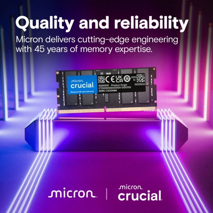 CRUCIAL CT16G64C52CS5, 16Gb, 6400Mhz, DDR5, CL52,  SODIMM, Notebook RAM (By Micron)