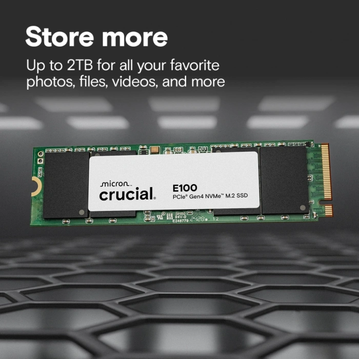 CRUCIAL CT480E100SSD8, E100, 480GB, 4700/2500, Gen4, NVME PCIe M.2 2280, SSD