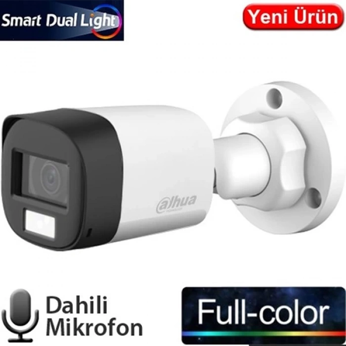 DAHUA 2MP BULLET 3.6MM HAC-B1A21P-U-IL-A 20metre HDCVI Kamera Akıllı Işık-Sesli