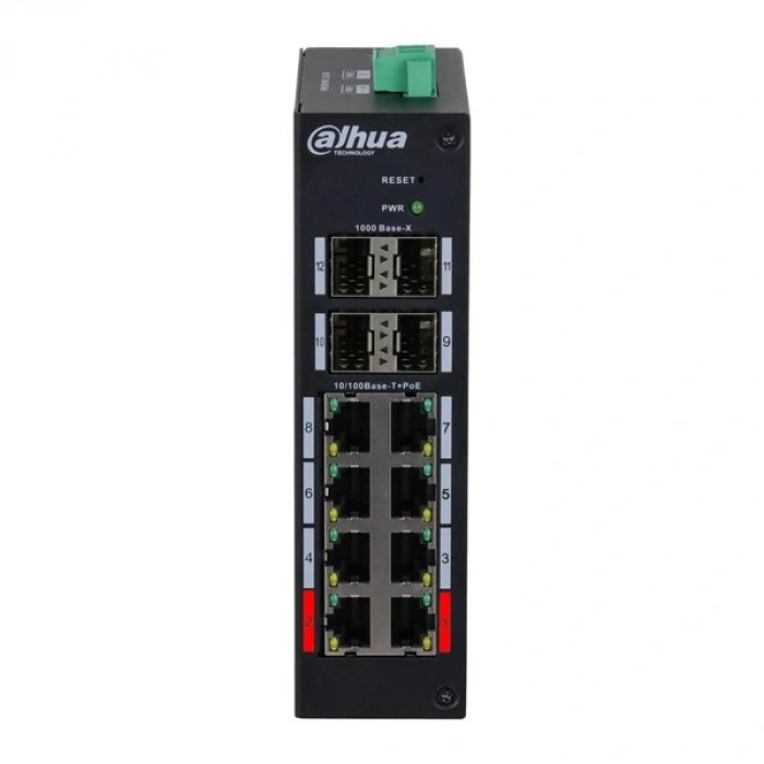 DAHUA 8port PoE 120w HS4412-8ET-120 10/100 4X SFP Yönetilebilir Endüstriyel Switch