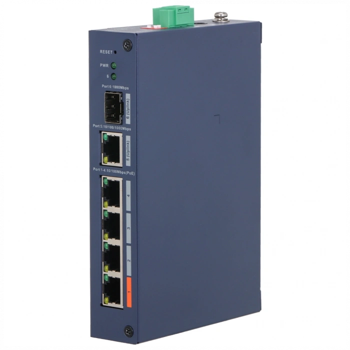 DAHUA CHS4106-4ET, 4 Port, Megabit,  1 Port Gigabit Uplink, 1 Port Gigabit SFP, Cloud Yönetilebilir, Switch
