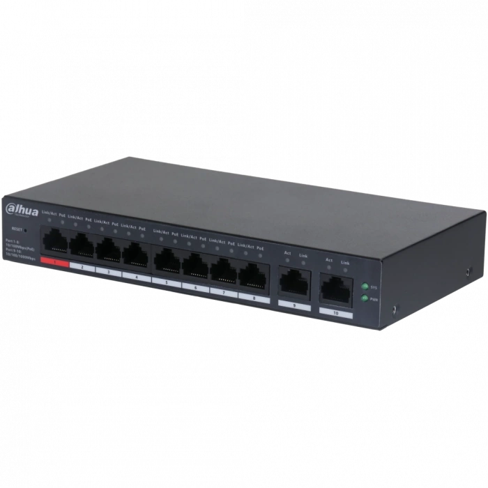 DAHUA CS4010-8ET-110, 8 Port, Megabit, PoE 110W, 2 Port Uplink, Cloud Yönetilebilir, Switch