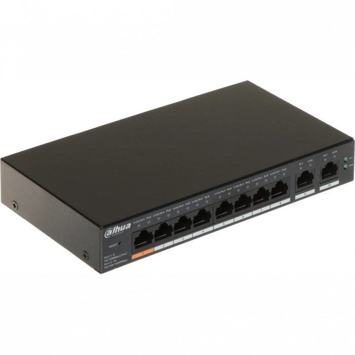 DAHUA CS4010-8ET-60, 8 Port, Megabit, PoE 60W, 2 Port Gigabit Uplink, Cloud Yönetilebilir, Switch