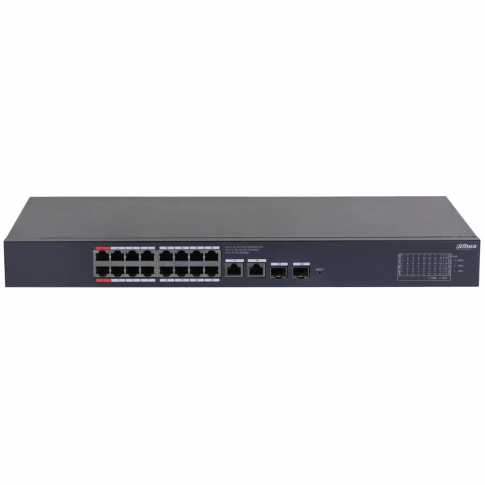 DAHUA CS4220-16GT-240, 16Port, Gigabit, PoE 240W, 2 Port Gigabit Uplink, 2 Port SFP Gigabit Combo, Cloud Yönetilebilir, Switch