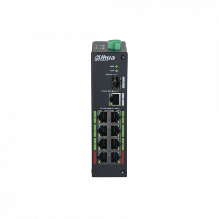 DAHUA LR2110-8ET-120, 10Port, Megabit, 8 Port Megabit PoE, 120W, 1 Port Gigabit, 1 Port Gigabit SFP, Endüstriyel, Masaüstü Switch