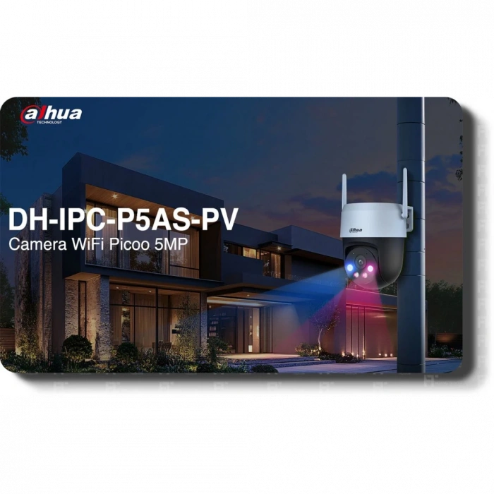 DAHUA P5AS-PV, 5Mpix, 4mm Lens, H265,  Dual Smart Light, IP66, Wifi, Dahili Mikrofon, PT Speed Dome IP Kamera