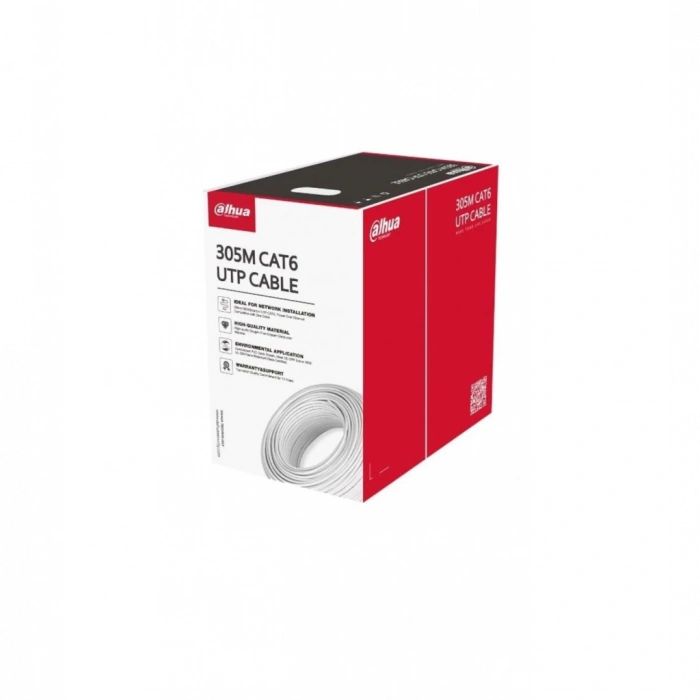 DAHUA DH-PFM920I-6UN-C, CAT6 305m, 24AWG 0.53mm, UTP, %100 Bakır, PVC, Kablo, Beyaz Renk