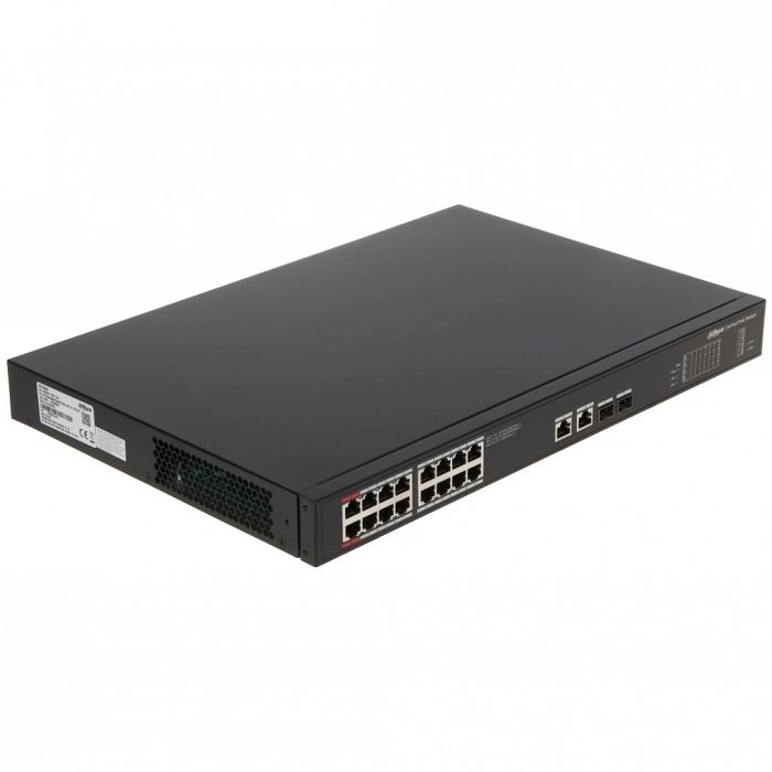DAHUA PFS3220-16GT-240, 16 Port, GigaBit, PoE 240W, 2 Port GigaBit Uplink, 2 Port GigaBit Combo SFP, Yönetilemez, Rack Mount Switch