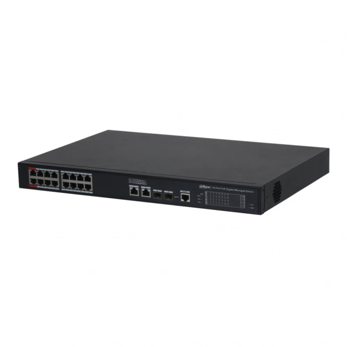 DAHUA S4220-16GT-240, 16 Port, Gigabit, PoE 240W, 2 Port Gigabit Uplink, 2 Port SFP Gigabit Combo, Longe Range 250Mt, Cloud Yönetilebilir, Switch