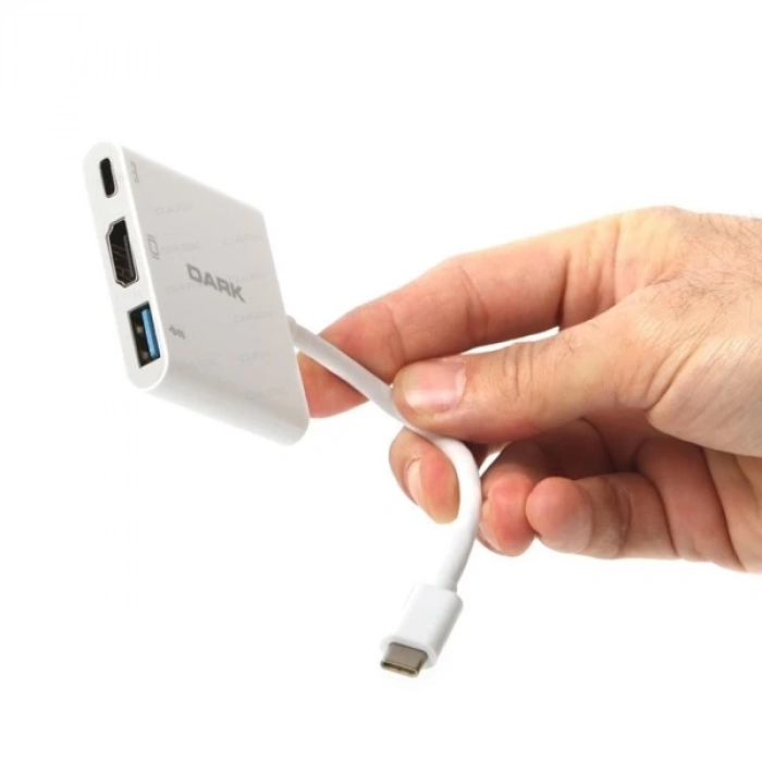 DARK DK-AC-U31X32 TYPE-C - HDMI_USB 3.0 Çevirici Adaptör Beyaz