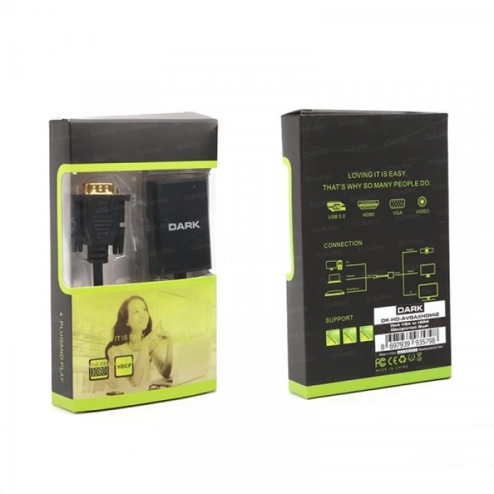 DARK DK-HD-AVGAXHDMI2 VGA-HDMI Dönüştürücü Sesli