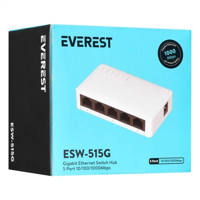 Everest EVERLINK ESW-515G 5 Port  Gigabit Ethernet Masaüstü Ethernet Switch