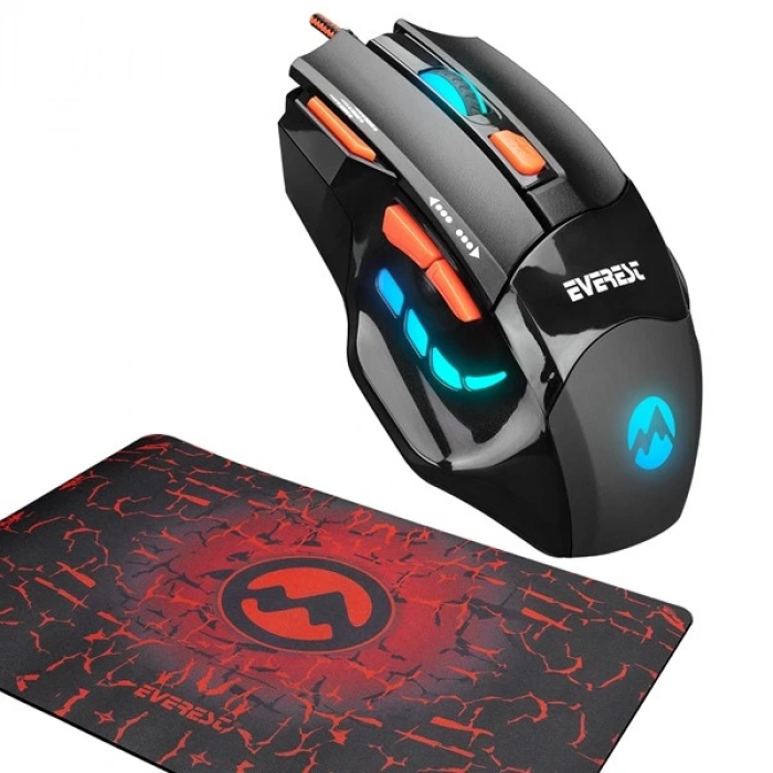 Everest SGM-X7 Usb Siyah Makrolu 7200dpi Oyuncu Mouse  Gaming Mouse Pad