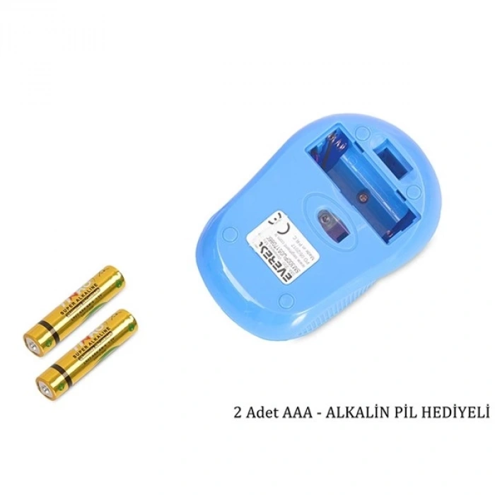 EVEREST SM-300 Usb Mavi 4D Optik Alkalin Pil Kablosuz Mouse