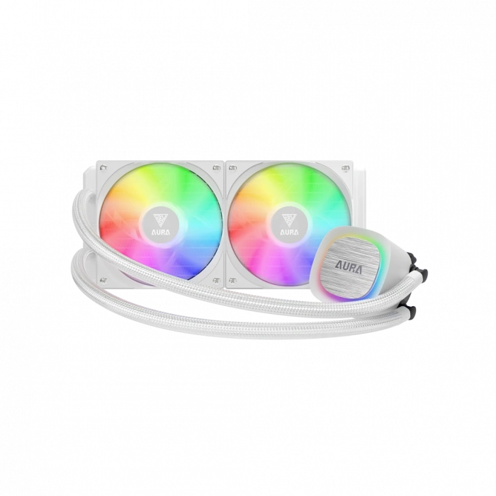 GAMDIAS AURA GL240 V2 WH, White Edition, 240mm,  RGB, 2 Fanlı,CPU Sıvı Soğutma