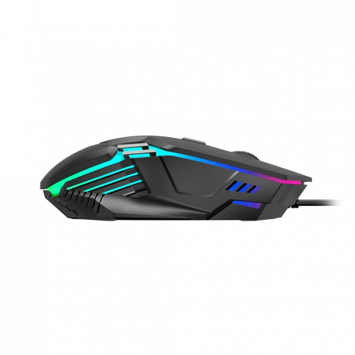 GAMDIAS AURA GS4, Çok Renkli Aydınlatma,  USB Kablolu, 6 Tuşlu, Gaming Mouse, 3.600 DPI, Siyah