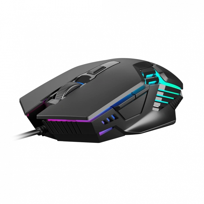 GAMDIAS AURA GS4, Çok Renkli Aydınlatma,  USB Kablolu, 6 Tuşlu, Gaming Mouse, 3.600 DPI, Siyah