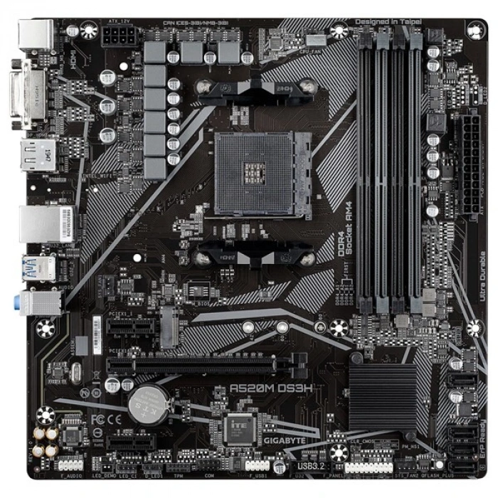 GIGABYTE A520M-DS3H DDR4 M2 PCIe NVME HDMI DVI DP PCIe 16X v3.0 AM4 mATX