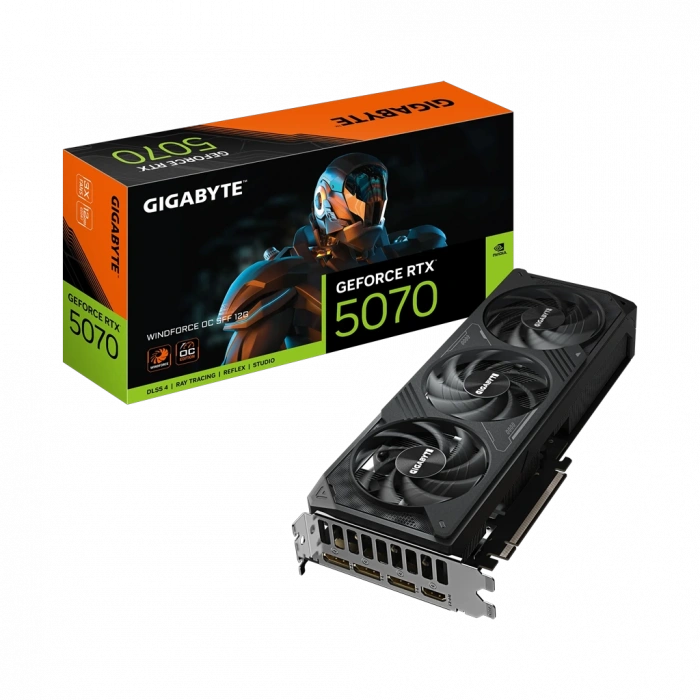 GIGABYTE GV-N5070WF3OC-12GD, RTX5070, WINDFORCE OC, 12Gb, GDDR7, 192BIT, 3 Fanlı, 1xHDMI, 3xDP, GAMING Ekran KARTI