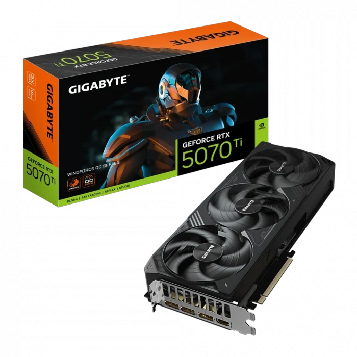 GIGABYTE GV-N507TWF3OC-16GD, RTX5070TI, WINDFORCE OC, 16Gb, GDDR7, 256BIT, 3 Fanlı, 1xHDMI, 3xDP, GAMING Ekran KARTI