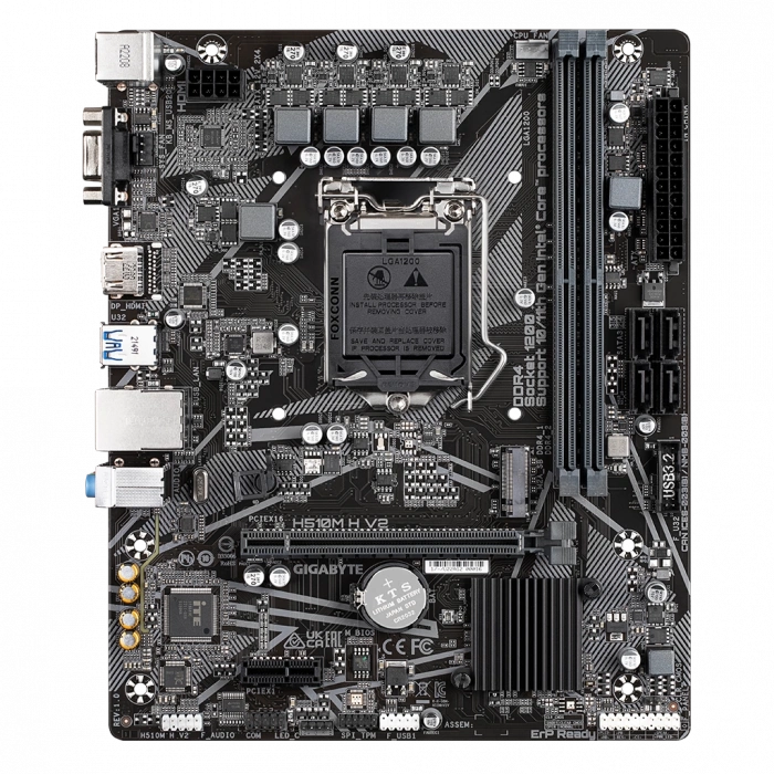 GIGABYTE H510M H V2, rev.1.0, 2xDDR4, M.2, D-SUB, HDMI, 10-11.Nesil, LGA1200 Soket, Anakart