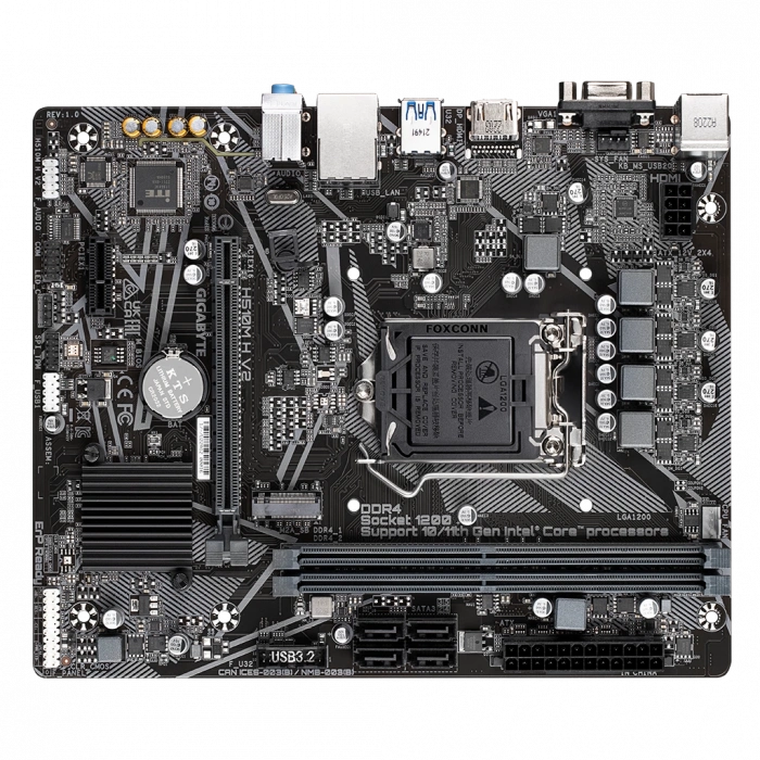 GIGABYTE H510M H V2, rev.1.0, 2xDDR4, M.2, D-SUB, HDMI, 10-11.Nesil, LGA1200 Soket, Anakart