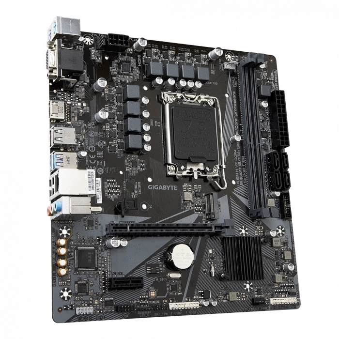 GIGABYTE H610M H V2 DDR4, rev1.0, 2xDDR4, M.2, D-SUB, HDMI, 12-13.14.Nesil, LGA1700 Soket, Anakart