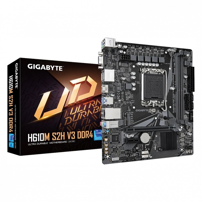 GIGABYTE H610M S2H V3, DDR4, rev1.0, 2xDDR4, M.2, D-SUB, HDMI, DP, 12-13.14.Nesil, LGA1700 Soket, Anakart