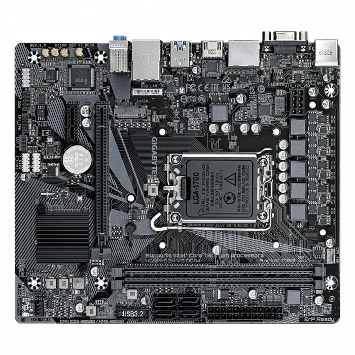 GIGABYTE H610M S2H V3, DDR4, rev1.0, 2xDDR4, M.2, D-SUB, HDMI, DP, 12-13.14.Nesil, LGA1700 Soket, Anakart