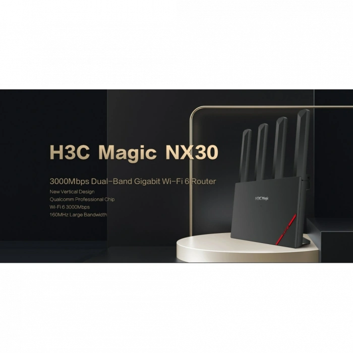 H3C Magic NX30, Dual Band, WiFi 6, 3000Mbps, 4Port GigaBit, 4ad Anten, Masaüstü, Router, Access Point