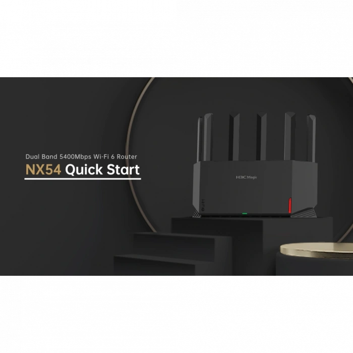 H3C Magic NX54, Dual Band, WiFi 6, 5400Mbps, 4Port GigaBit, 6ad Anten, Masaüstü, Router, Access Point
