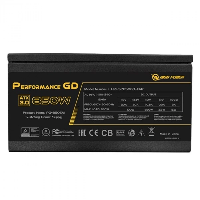 HIGH POWER 850W 80+ GOLD Performance HP1-S2850GD-F14C 14cm Fanlı PCIe5.0 Power Supply