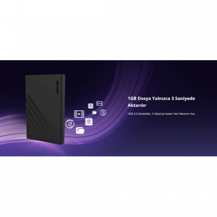 HIKSEMI HS-HUB-MHB201, USB3.0, 2,5" Disk Kutusu. (SSD ve HDD Destekler, 5Gbps, Siyah, Win, Mac-OS, Linux, Android)