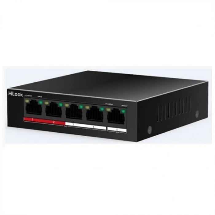 HILOOK NS-0105P-35(B), 4 Port, Megabit, PoE 35W, 1 Port Megabit Uplink, Long Range 250Metre, Yönetilemez, Masaüstü Switch