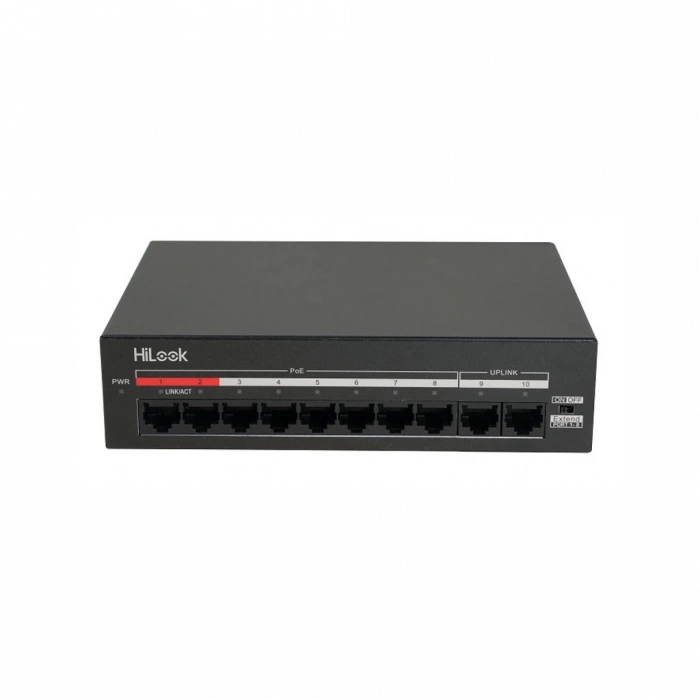 HILOOK NS-0110MP-60, 8 Port, Megabit, PoE 60W, 2 Port Megabit Uplink, Yönetilemez, Masaüstü Switch