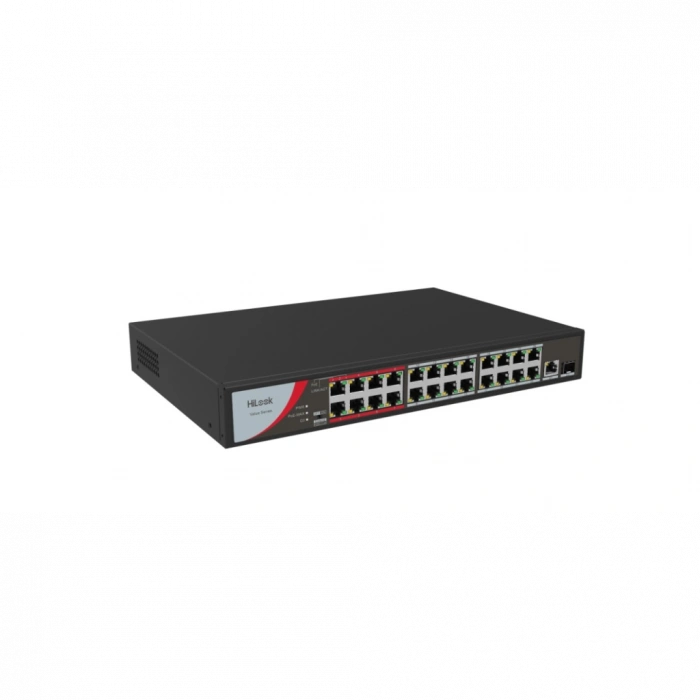 HILOOK NS-0326P-230(B), 24Port, Megabit, PoE 230W, 1 Port GigaBit Lan, 1 Port GigaBit SFP, Long Range 250Metre, Yönetilemez, Masaüstü Switch