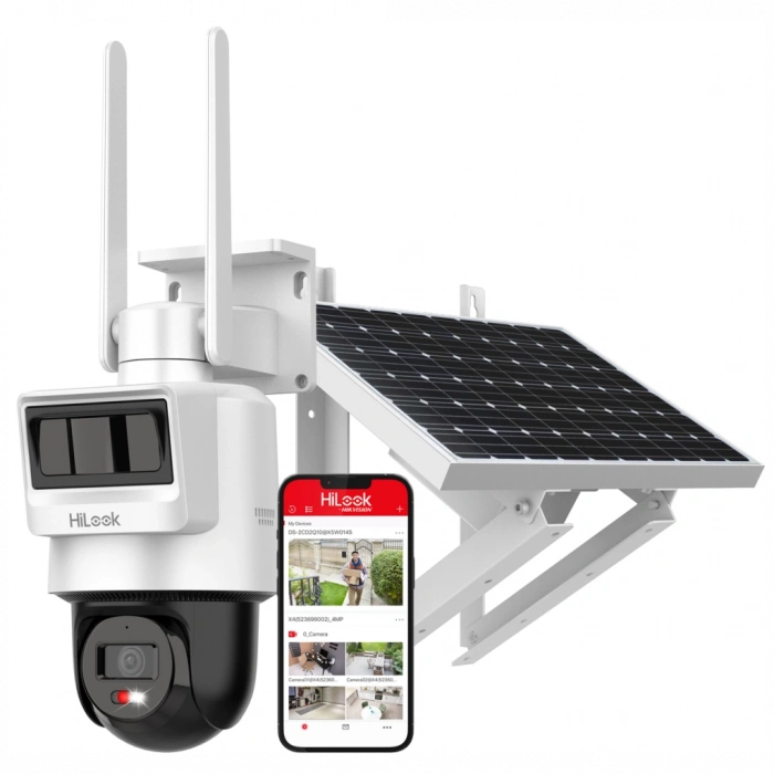 HILOOK PTZ-N2C400I-K/4G/C05S10, 4Mpix,   4mm, 30Mt Gece Görüşü, Dahili Mikrofon, PIR+RADAR,  4G, Solar  PT IP Kamera