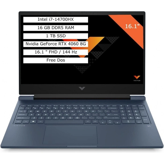Hp 9J243EA Victus 16-r1041nt i7-14700HX 16G 1TB RTX4060 8GB 144 Hz 16.1 FHD FreeDOS Notebook