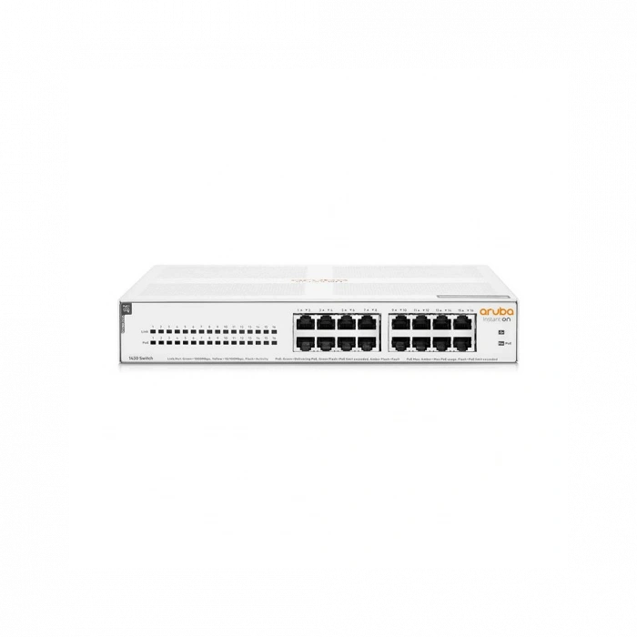 HP Aruba Instant On, R8R48A, 1430-16G, 16Port, GigaBit, PoE 124W, Yönetilemez, Masaüstü Switch