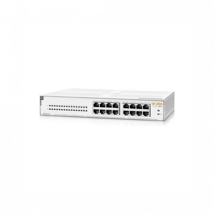HP Aruba Instant On, R8R48A, 1430-16G, 16Port, GigaBit, PoE 124W, Yönetilemez, Masaüstü Switch