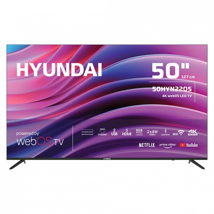 HYUNDAI 50HYN2205, 50" 127cm, 4K Ultra HD, Dahili Wi-Fi, Dahili Uydu Alıcılı, Smart Led Televizyon