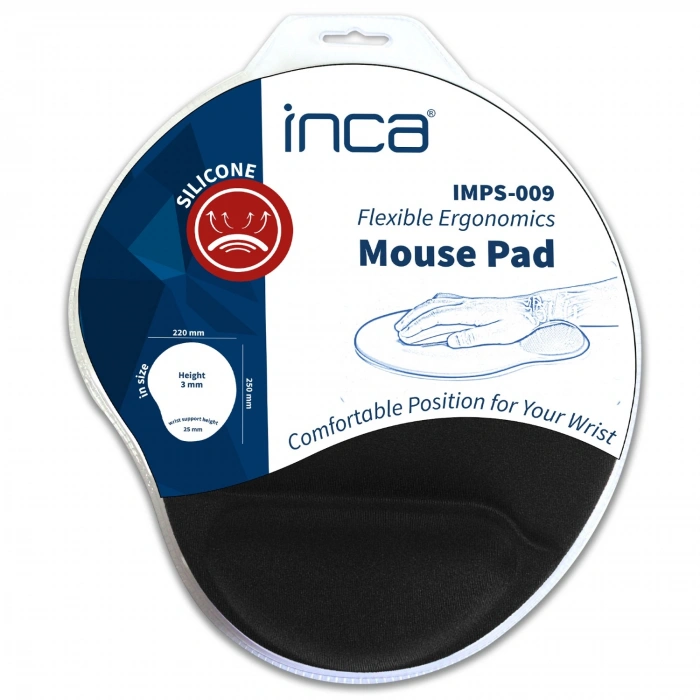 INCA IMPS-009 Bilek Destekli Siyah Mouse Pad